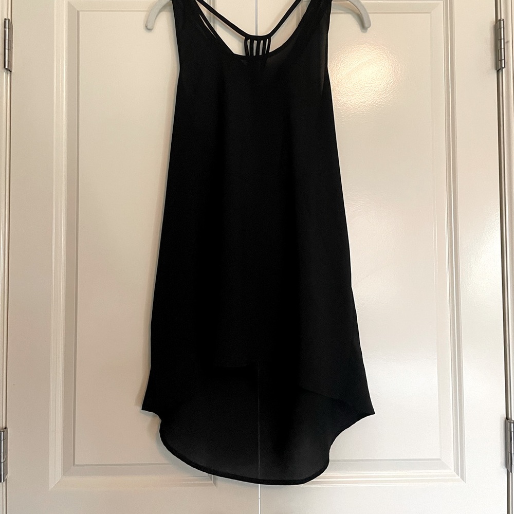 Black chiffon criss cross back design tank